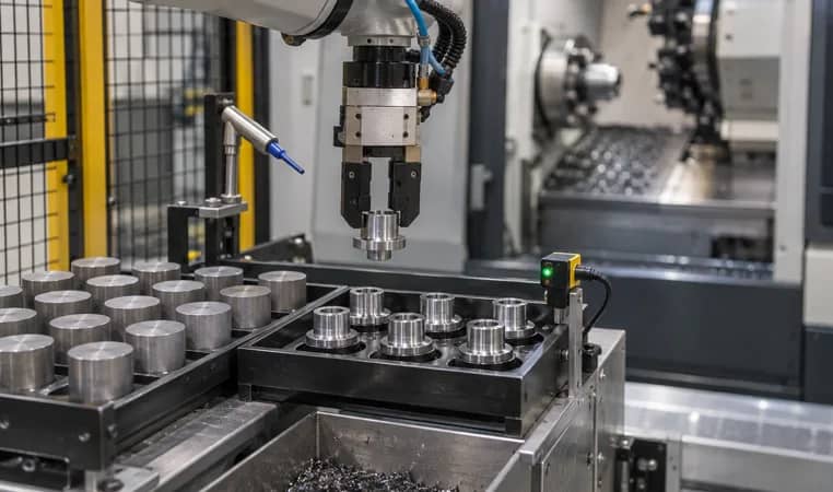 CNC control cabinet and robot connection area