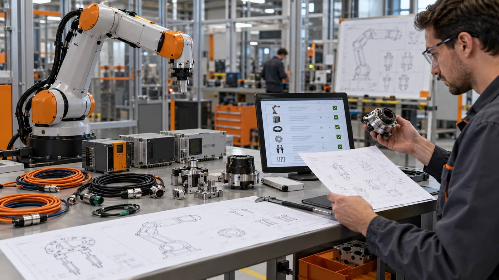 engenheiro revisando BOM, software e componentes do protótipo