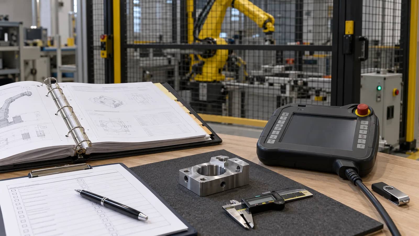 Technical binder, teach pendant and backup device for robot cell handover