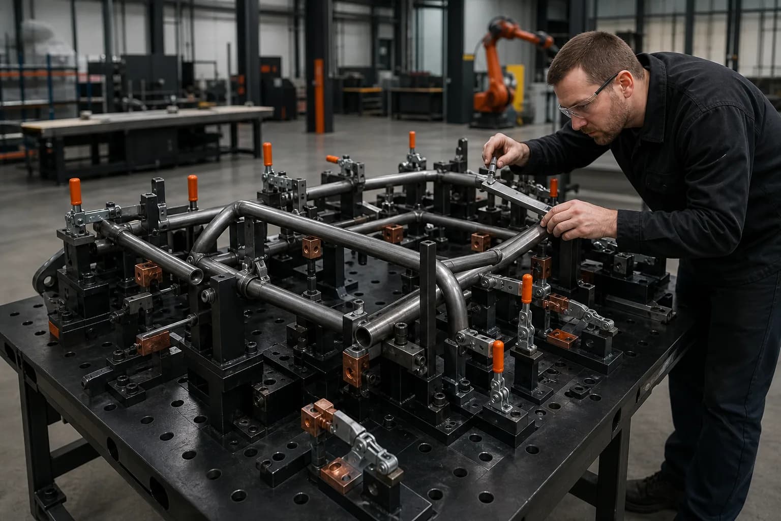 Custom Welding Fixture in its intended industrial application
