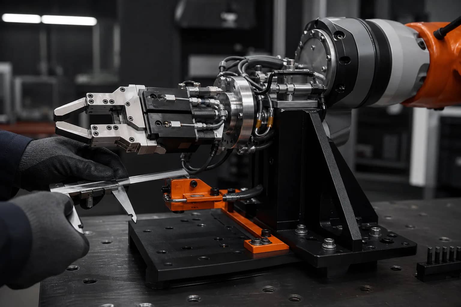 EOAT personalizado y base de robot in its intended industrial application