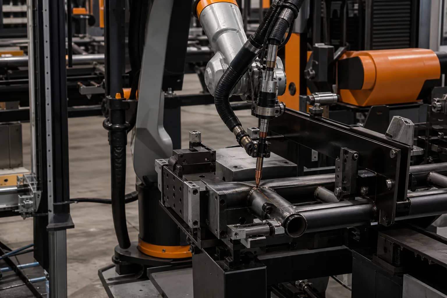 Plataforma de robot de soldadura Yaskawa AR1440 shown in its intended application