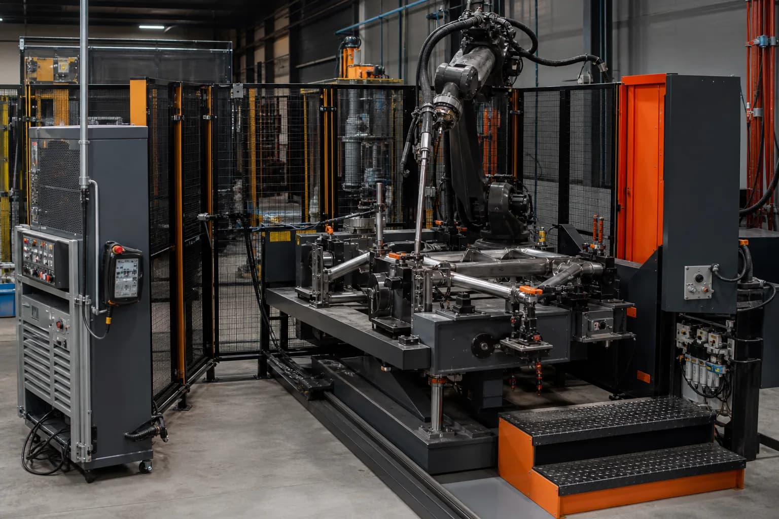 Yaskawa AR1440 Welding Robot Platform integrated with adjacent cell equipment