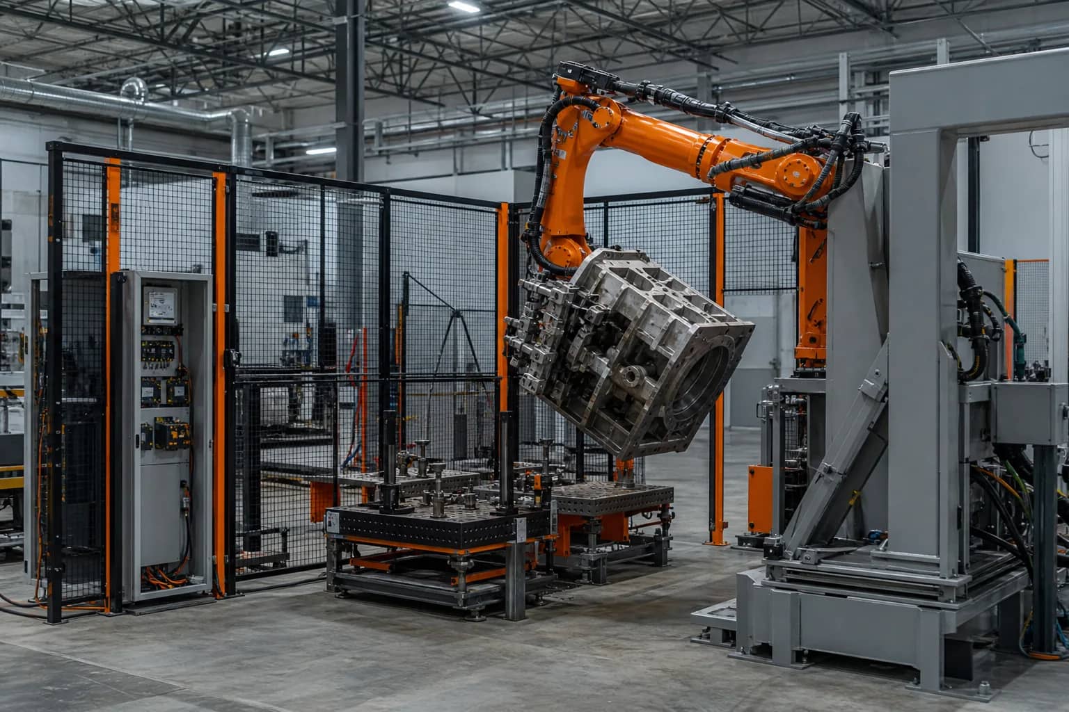 Plataforma de Manuseio Pesado Yaskawa GP180 integrated with adjacent cell equipment