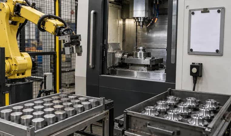 part trays beside a CNC machine for changeover planning