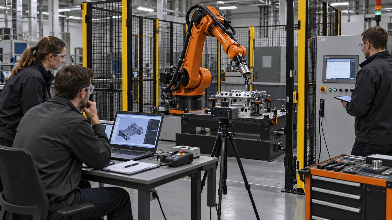unbranded OEM robot prototype undergoing verification testing
