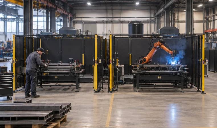 dos estaciones robotizadas protegidas con preparación de la zona inactiva