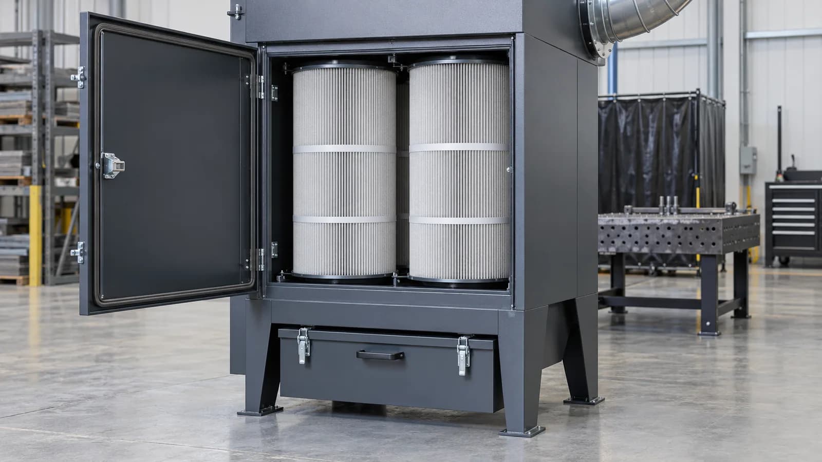 Conceptual cartridge filter service access