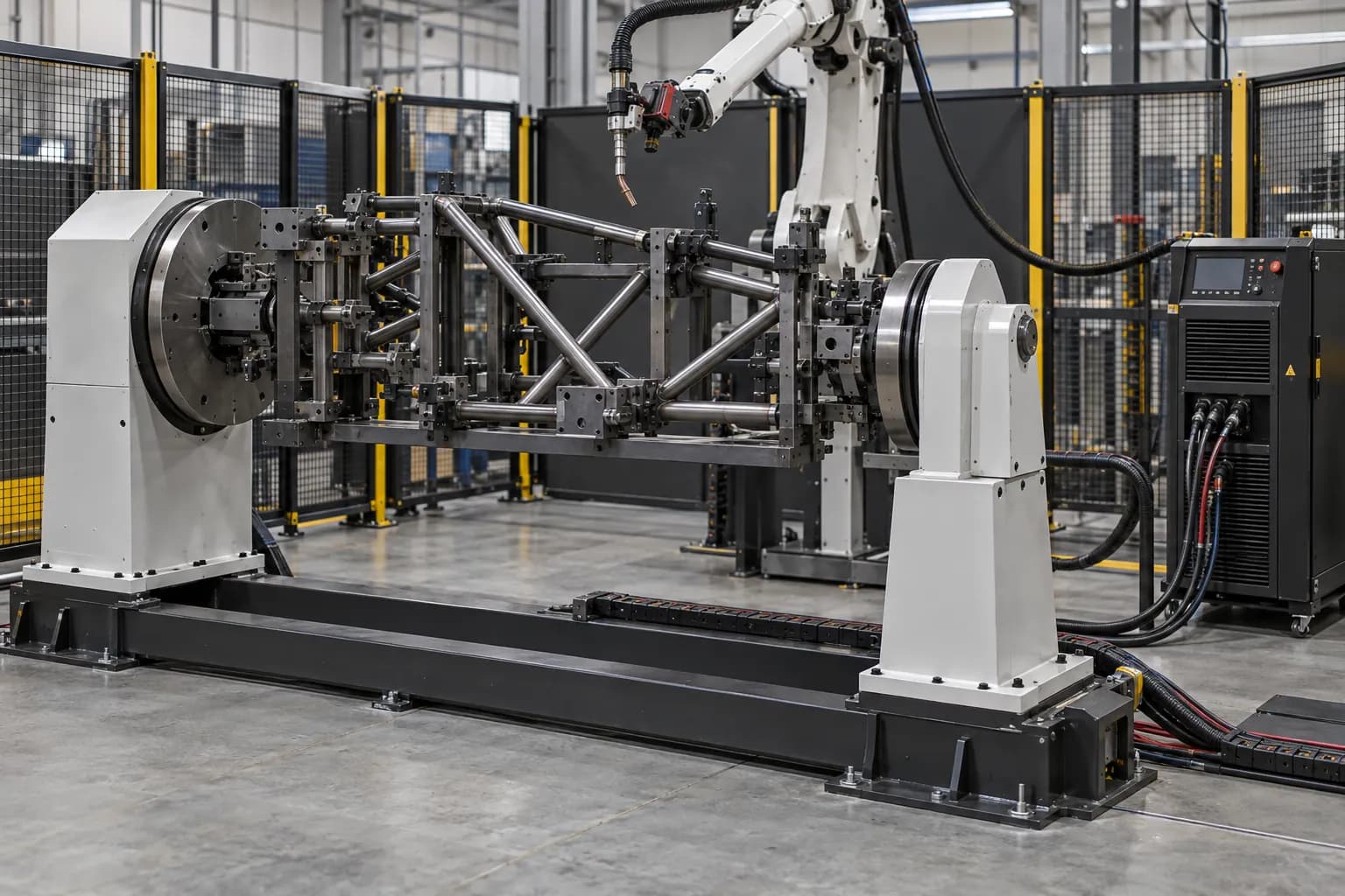 Conceptual positioner and fixture inside a welding cell